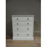 A modern white chest of drawers, 75cm wide x 86cm high