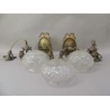 A quantity of cut glass light shades, other wall lights, etc