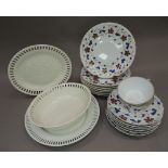 A Wedgwood cream ware oval dish and stand, with pierced rims and of basket weave moulding together