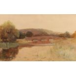 GEORGE OYSTON (1861-1937), 'Box Hill, Surrey', river landscape with bridge, signed and dated (18)