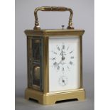 A French brass striking carriage clock, with push button repeat and alarm by L'Epee, 20th century,