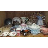 A quantity of decorative ceramics to include Satsuma pottery charger, decorative plates, Victorian