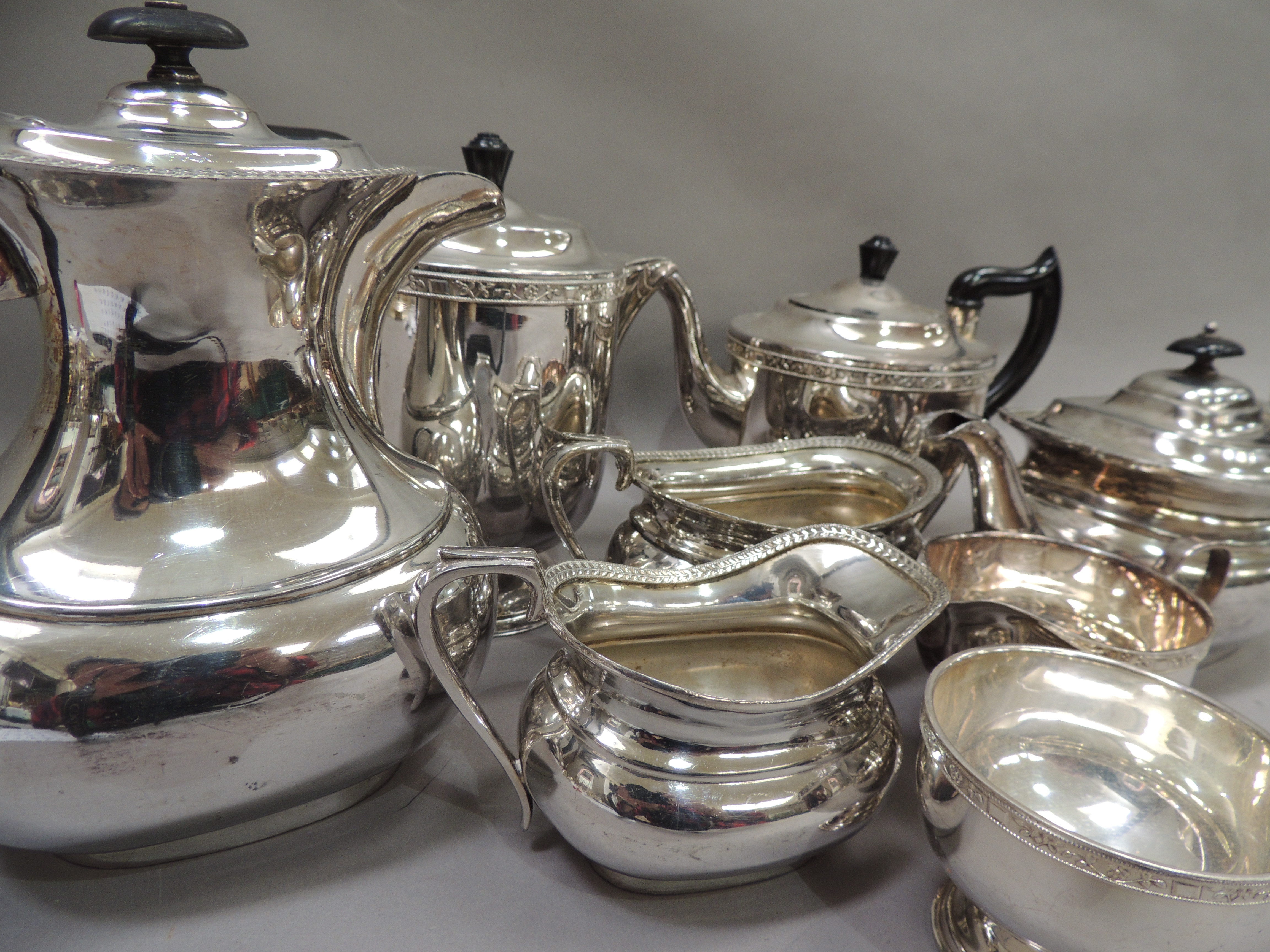 A quantity of silver plated items including two four piece tea services - Image 3 of 3