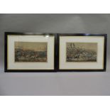 A pair of tinted hunting prints - breaking cover and full cry, 22cm x 35cm, black and gilt frames