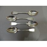 A set of four Victorian fiddle pattern teaspoons by RW, London 1846, approximate weight 2oz