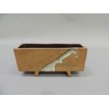 A Janet Leach studio pottery flower trough of rectangular form with simple white slip trailed line