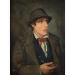 Charles Henry Cook (Irish School c.1830-1906) portrait of a young man, half length, wearing a hat