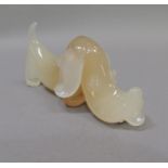 An Archimedes Seguso Murano opalescent glass dachshund, remnants of label to the underside, 20cm