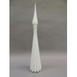 An Italian Empoli white glass genie bottle c.1960s with spire stopper, of tapered and fluted form,