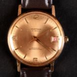 A HUNTANA GENTLEMAN'S MANUAL WRISTWATCH CIRCA 1965 in rolled gold case with stainless steel screw