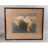 ALFRED G. BUCKHAM 1879-1956 - CLOUD FORMATION WITH BIPLANE, black and white photograph c1920, signed