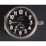 A JUNGHANS FL 25591 EIGENTUM DER LUFTWAFFE 8 DAY BULKHEAD CLOCK, c.1937. No. 4491 black dial, with