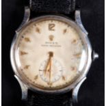A ROLEX GENTLEMAN'S MANUAL WRISTWATCH, REF 4542, c.1946, in stainless steel horned case, No.