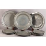 A SMALL COLLECTION OF 18TH CENTURY ENGLISH AND CONTINENTAL PEWTER PLATES, various makers, touch