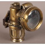 A POWELL AND HAMNER BIRMINGHAM NICKEL PLATED BRASS CARBIDE CHIEFTAIN CYCLE LAMP, clear lens with