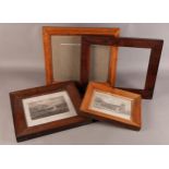 A 19TH CENTURY ROSEWOOD PICTURE FRAME, 39cm x 32cm outer, 29.5cm x 22.5cm aperture, together with