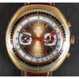 A PRECIMAX GENTLEMAN'S CHRONOGRAPH DATE WRISTWATCH c.1970 in rolled gold oval case Valjoux 7734