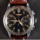 A LEONIDAS GENTLEMAN'S MANUAL CHRONOGRAPH WRISTWATCH c.1945 in chromed case, jewelled lever