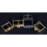 FOUR OMEGA BUCKLES to fit leather wristwatch straps