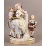 A LATE 19TH/EARLY 20TH CENTURY MEISSEN PORCELAIN FIGURE GROUP OF A COURTING COUPLE standing beside a