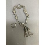 A Victorian albertina in silver, the rope chains hung with two tassels and embellished with