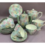 A Shelley 'Melody' china part tea and coffee service, comprising a coffee pot, hot water/milk jug,