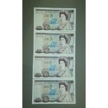 Bank of England 4 x twenty pound notes D.H.F Somerset consecutively numbered A.UNC