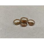 Four early 20th century signet rings in rose gold, total approximate weight 16g