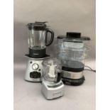 A Cuisinart mini food processor together with a Cuisinart food processor, as new together with a