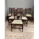 A set of six 19th century mahogany dining chairs, the reeded frames slightly concave tablet top