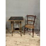 A late Victorian bamboo two tier occasional table, square top and undertier, on splayed legs