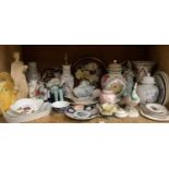 A quantity of miscellaneous decorative ceramics including a pair of continental bisque figurines,