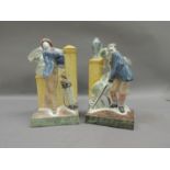 A pair of Rye Pottery golfing figure bookends