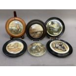 Six Victorian pot lids including Country Quarters, The Residence of Anne Hathaway, Holborn Village