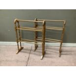A pair of beech Victorian style towel rails, 62cm wide x 78cm high