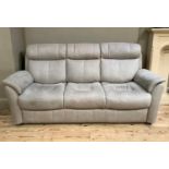 A grey buffalo hide three seater sofa, 200cm wide