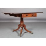 A REGENCY MAHOGANY PEMBROKE TABLE, the rectangular top with pair of rounded rectangular leaves,