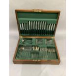 A quantity of Old English pattern silver plated flatware together with a set of David Mellor