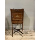 A mahogany night cupboard, George III style, the upper section with serpentine shaped pierced