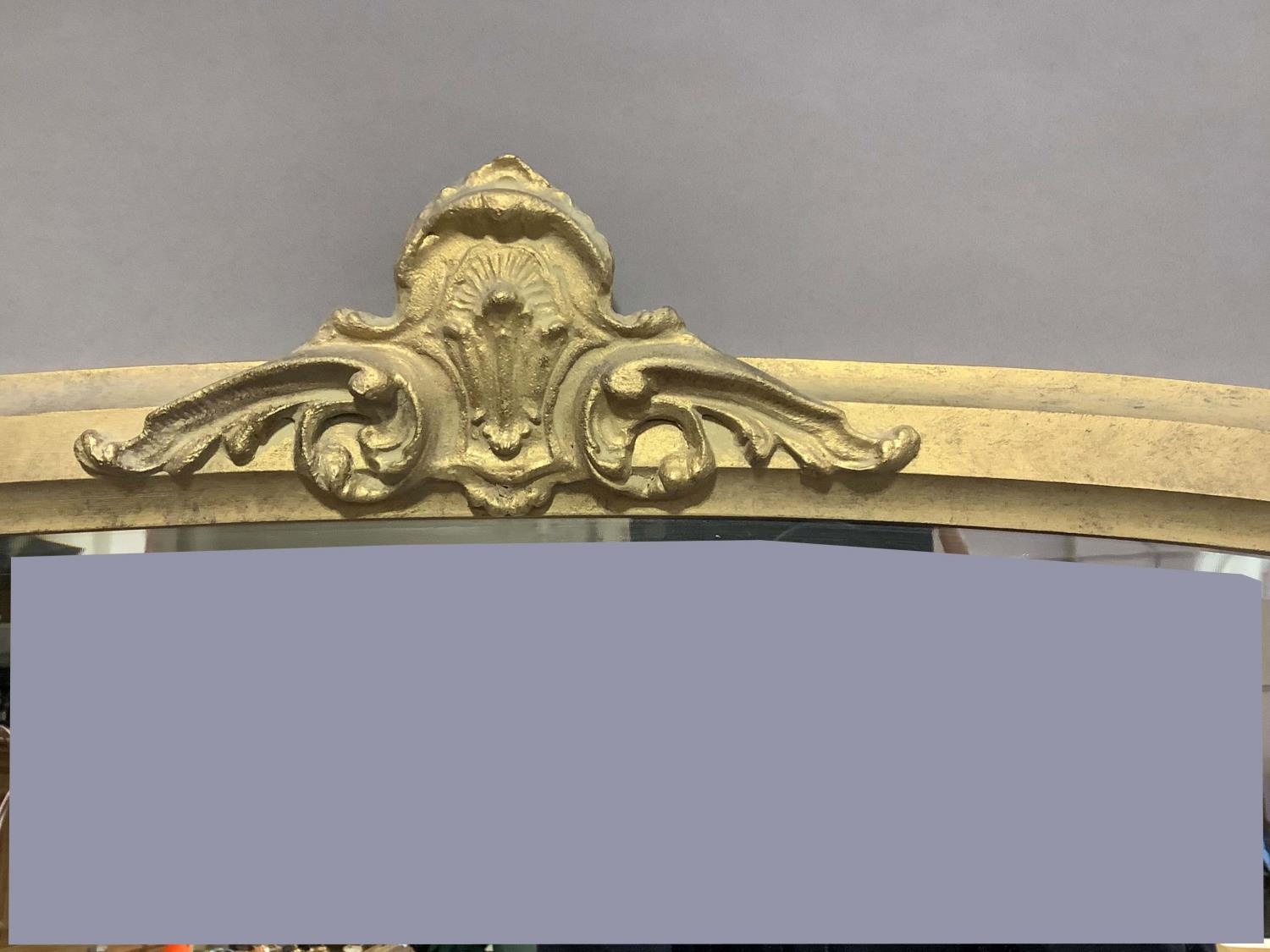 A reproduction gilt over mantel mirror in Victorian style with central foliate applied detail, - Image 2 of 3
