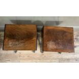 A pair of reproduction Regency style mahogany occasional tables of sofa table form, boxwood strung
