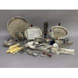 A quantity of silver plated ware including pair of sauce ladles, dessert spoons, table spoons,