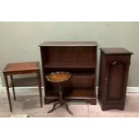 Three items of reproduction mahogany furniture to include open bookcase with adjustable shelves,