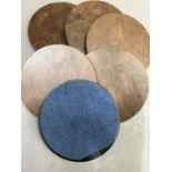 A set of six Linley burr walnut veneered circular coasters, 10cm diameter