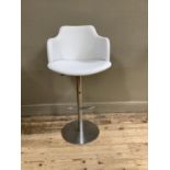 A white leather effect and stainless steel adjustable breakfast bar chair