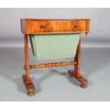 A VICTORIAN MAHOGANY WORK TABLE, the rectangular top above frieze drawer and sliding green fabric