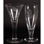 A Whitefriars ER II Coronation wine glass, limited edition no. 232/1000, of conical bell form,