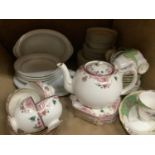 A quantity of decorative teaware to include Grafton China, Paragon China and Noritake breakfast ware