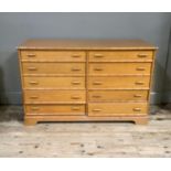 A reproduction faux bamboo chest of ten drawers, 125cm wide, 49cm deep, 77cm high
