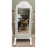 A white painted modern cheval mirror matching the preceding lot, 168cm high